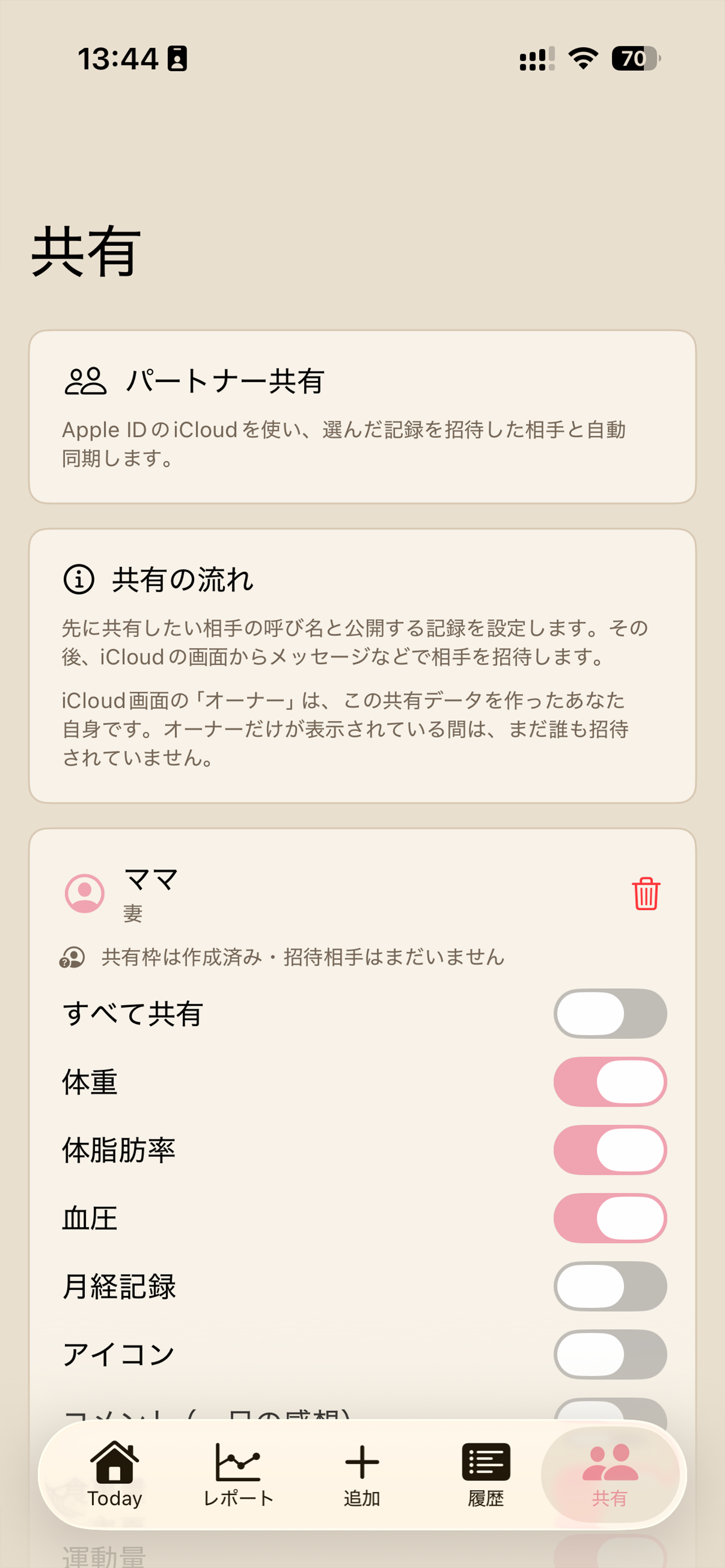 Body Cheerの共有画面